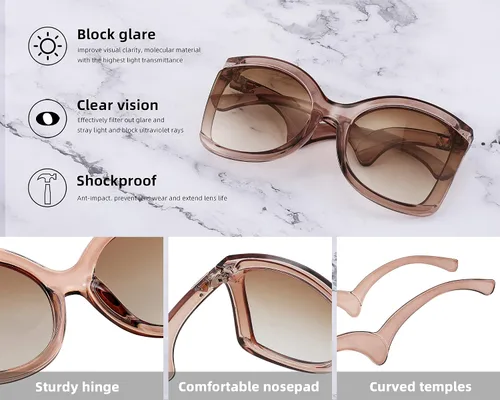 Miniatura 7 de FEISEDY gran tamaño cuadrado mariposa gafas de sol curvado brazo rizado marco mujeres moda sombras B4035