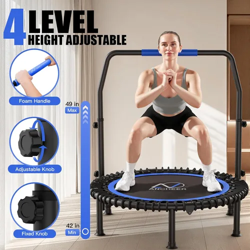 Miniatura 4 de ANCHEER Trampolín de 40 pulgadas, mini trampolín de rebote para adultos/niños con mango de espuma ajustable de 4 niveles, trampolín de fitness