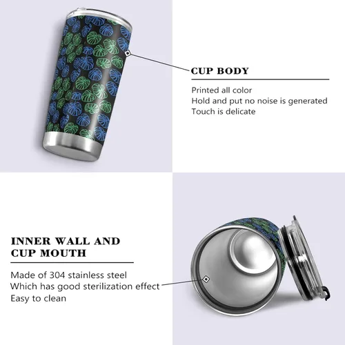 Miniatura 2 de Plant Green Monstera Deliciosa Stainless Steel vacuum insulated water bottle with Straw Leak Resistant Flip travel coffee mug for outdoor reusable