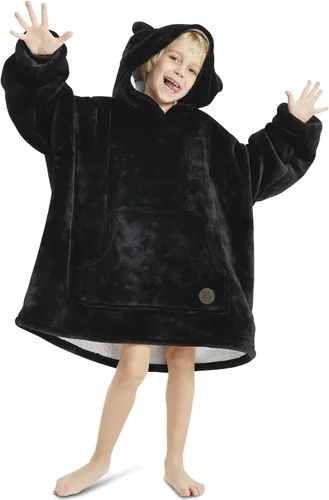 Miniatura 19 de Three Poodle - Manta con capucha portátil para niños, sudadera de sherpa de gran tamaño con capucha gigante, manta con capucha cálida y acogedora