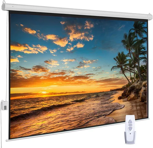 Pantalla de proyector motorizada de 100 pulgadas, pantalla de cine eléctrica HD 16:9 con control remoto, montaje en pared/techo para cine en casa,