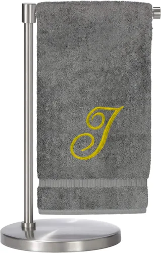 Miniatura 96 de Script R - Toalla de baño con monograma, regalo personalizado, 27 x 54 pulgadas, juego de 1 toalla bordada con texto dorado, 100% algodón turco