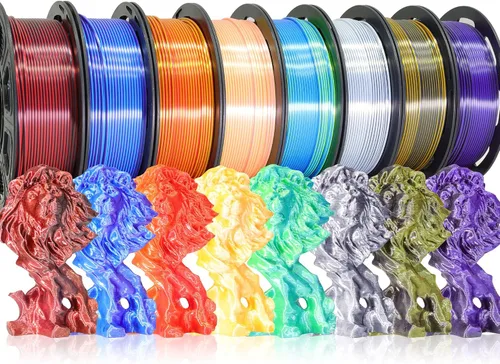 Miniatura 41 de Bblife - Filamento PLA multicolor de arcoíris, brillante, cambia rápidamente de color y tiene un efecto sedoso, material para impresión 3D, 2.2