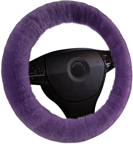 Miniatura 19 de U&M Funda para volante de automotor de lana auténtica, elastizada. Almohadilla protectora de volante de vehículo, de lana australiana, Menta