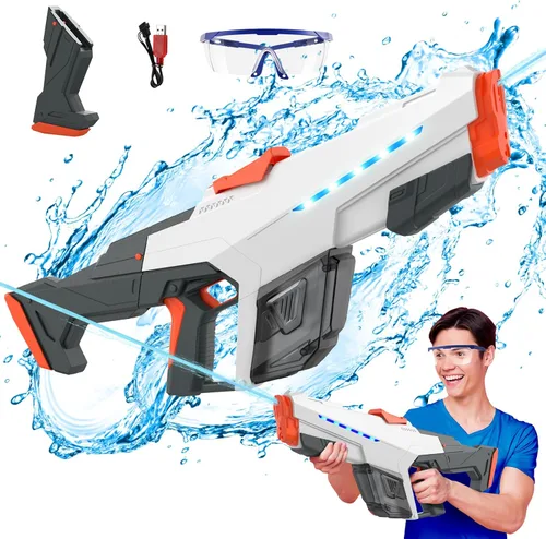 Skirfy Pistola de agua eléctrica para adultos y niños, batería modular de succión de agua automática para exteriores, pistolas de agua más grandes,