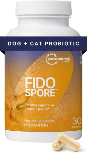 Microbiome Labs Fidospore - Probióticos para perros para salud digestiva y apoyo inmunológico, probióticos para mascotas formadores de esporas para