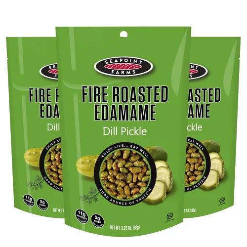 Seapoint Farms Edamame asado al fuego, aperitivo a base de plantas, 0.43 oz con alto contenido de proteínas, vegano, sin gluten, dieta kosher,