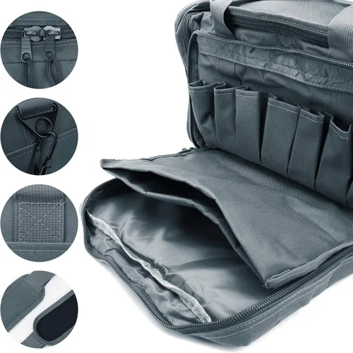 Miniatura 3 de OSAGE RIVER Bolsa táctica con bolsas extraíbles para pistola, bolsa de lona para munición, tiro, caza o viajes Gunmetal Grey