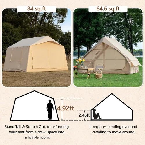 Miniatura 4 de Inflatable Camping Tent with Hand Pump Waterproof Outdoor Blow up Tent 2-8 Person Oxford 4 Season Glamping Air Tent Cabin House with Mesh Windows &