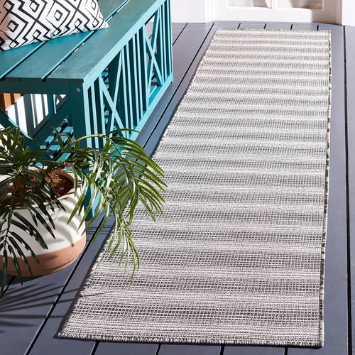 Miniatura 33 de SAFAVIEH Hampton Collection - Alfombra lavable para exteriores de 2 x 9 pies, color marfil y gris, no desprende pelusa y fácil de limpiar, ideal
