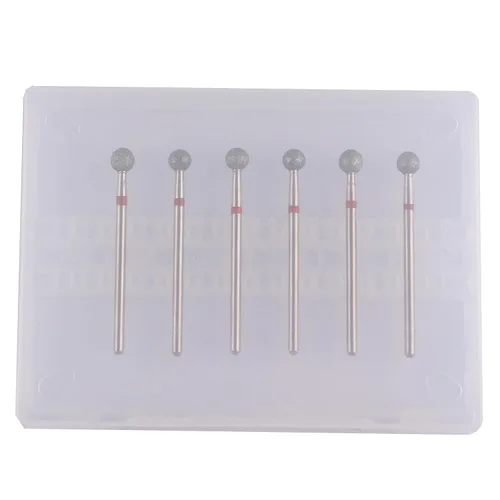 Miniatura 5 de Juego de 6 brocas de bola de diamante profesional, juego de brocas para cutícula para manicura rusa, broca de vástago de 3/32 (φ5.0.000 in)