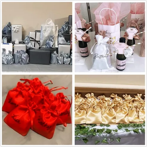 Miniatura 6 de 35 Piezas Bolsas de Regalo de Satén Beige de 5 x 7 Pulgadas - Bolsas de Baby Shower - Bolsas de Favores de Boda - Bolsa de Tela con Cordón - Bolsas