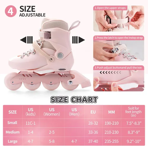 Miniatura 2 de SWAY Patines en línea ajustables para niños, adolescentes y adultos, ruedas iluminadas de alto rendimiento, patines en línea ideales para niños