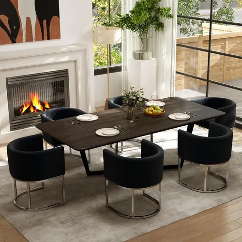 Miniatura 11 de RIVOVA Silla de Comedor Tapizada, Sillón Lateral Moderno Tipo Barril Tapizado, Sillas de Comedor Tapizadas, Cómodo Sillón, Silla Lateral de Cocina
