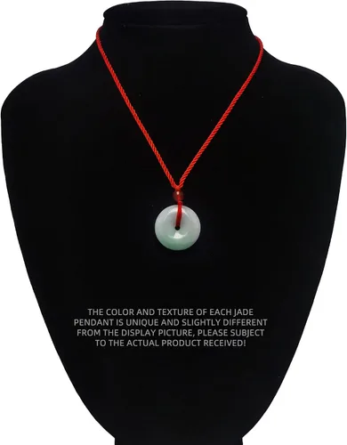 Miniatura 4 de Collar de jade de la suerte, amuleto de piedras preciosas curativas, jade natural certificado de grado A, colgante de joyería unisex con cuerda roja