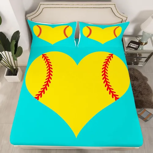 Miniatura 52 de Feelyou Juego de sábanas de béisbol para niños, juego de sábanas con temática deportiva de pelota, tamaño individual, para niños, adolescentes