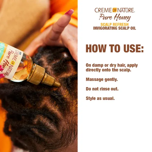 Miniatura 3 de Creme of Nature Pure Honey Scalp Refresh Aceite de tratamiento vigorizante para el cuero cabelludo, fórmula ligera con menta y aloe, humedad