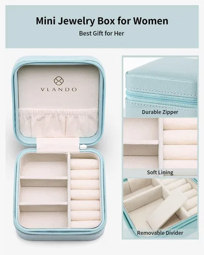 Miniatura 3 de Caja de joyas portátil, pequeña, para viaje, de Vlando