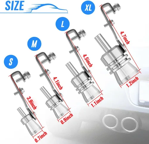 Miniatura 4 de MEA CO005 - 2 silbatos turbo universales de aleación de aluminio, silenciador de escape con sonido turbo para tubo de escape de automóvil, silbato