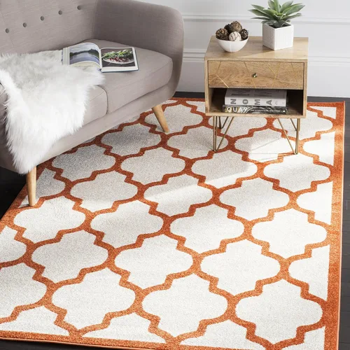 Miniatura 10 de SAFAVIEH Amherst Collection AMT420E - Alfombra para pasillo, 2 pies 3 pulgadas x 7 pies, beige y gris claro, diseño de enrejado marroquí,