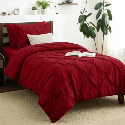 Miniatura 33 de CozyLux - Juego de ropa de cama con pliegues plisados de 7 piezas en una bolsa; edredón tamaño King para todas las estaciones, sábanas, fundas