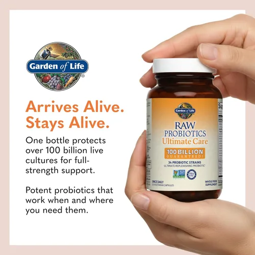 Miniatura 7 de Garden of Life Probióticos para mujeres y hombres - Probióticos crudos Ultimate Care 100 mil millones de UFC Suplemento probiótico, Probiótico
