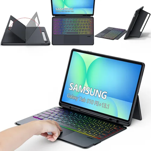 Miniatura 10 de Funda de teclado desmontable magnética para Samsung Galaxy Tab S6 Lite de 10,4 pulgadas 7Color Backlit Bluetooth Trackpad Keyboard