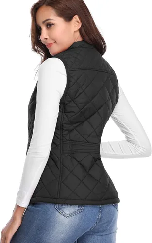 Miniatura 3 de Fuinloth - Chaleco acolchado para mujer, diseño de cuello alto, ligero, con cierre