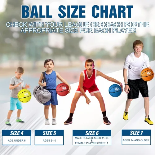 Miniatura 3 de Jenaai 6 Pelotas de Baloncesto de Goma Tamaño Oficial a Granel Pelotas Callejeras Multicolor Pelotas de Baloncesto con Bomba Juego de Baloncesto