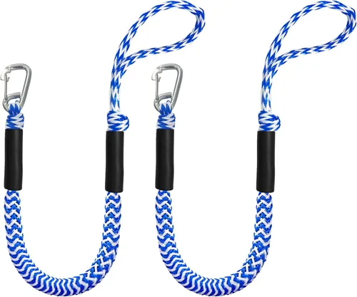 Miniatura 11 de Líneas de muelle elástico para barcos – Amarres ajustables para pontón, moto acuática, PWC, kayak Líneas de amarre de crucero pequeñas de un solo