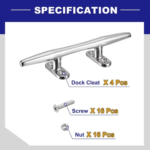 Miniatura 6 de uxcell Base abierta para tacos de barco, tacos de muelle de acero inoxidable, accesorios de amarre