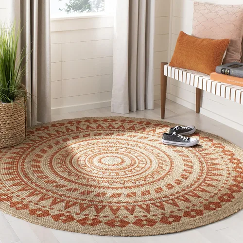 Miniatura 9 de SAFAVIEH Colección Natural Fiber - Alfombra de área redonda de 3 pies, color negro y natural, hecha a mano con mandala boho de yute trenzado, ideal