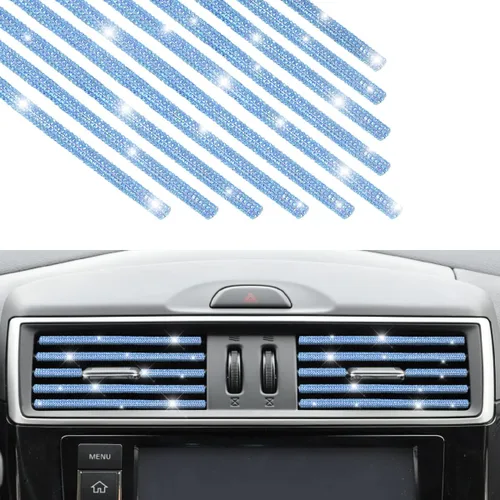 10 piezas de adornos brillantes para rejillas de ventilación del automóvil, tira de decoración con diamantes de imitación para rejillas de