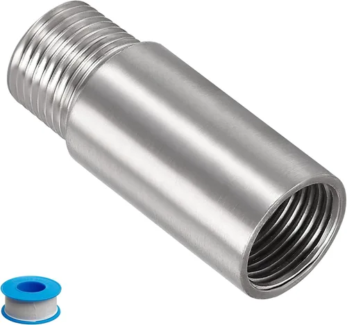 Miniatura 14 de Brazo de extensión de cabezal de ducha, 1.2 pulgadas 1/2PT macho a 1/2PT hembra rosca 304 acoplador de montaje de tubería de acero inoxidable