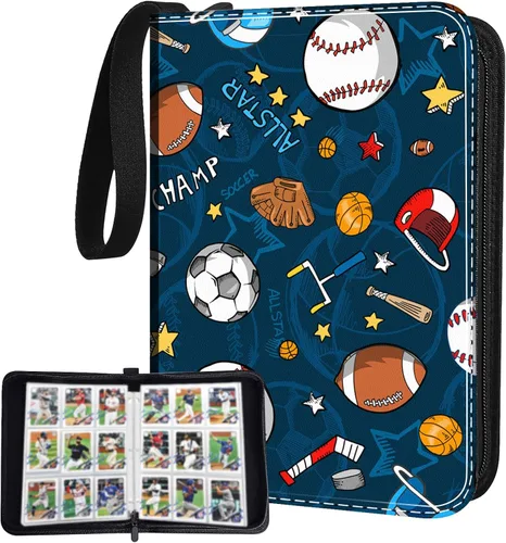 Miniatura 24 de Carpeta de Tarjetas de Fútbol con 900 Bolsillos con 50 Fundas Removibles, Carpeta Portátil para Tarjetas Deportivas de Intercambio, Álbum