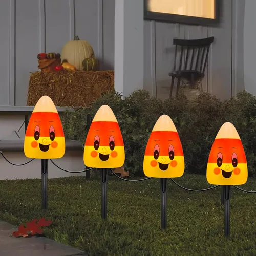 Miniatura 8 de GOOTHY 2 juegos de luces de camino de Navidad de muñeco de nieve, 7 pies C7 para exteriores con 8 estacas de muñeco de nieve, decoraciones