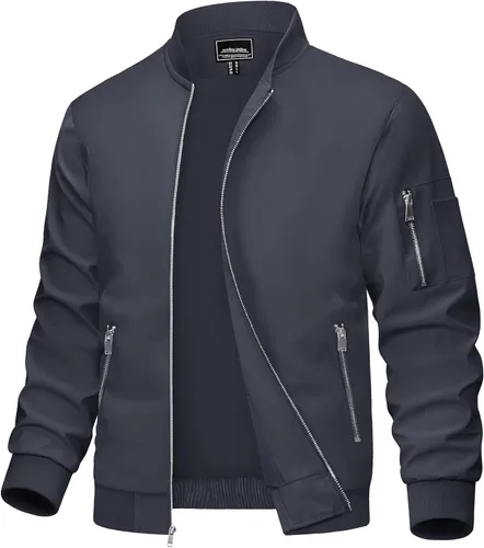 Miniatura 20 de MAGCOMSEN Chaqueta para hombre, ligera, cortavientos, chaqueta bomber resistente al viento, chaqueta casual con cremallera, abrigos ropa exterior