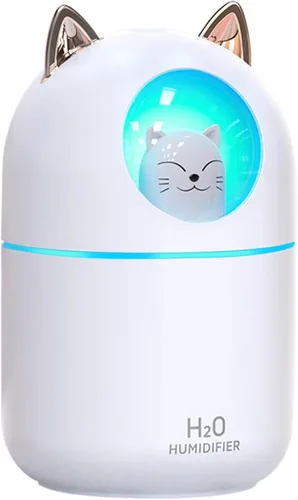 Humidificador pequeño lindo humidificador portátil de niebla fría 300ML 7 colores luz nocturna USB humidificador de aire para dormitorio, oficina,