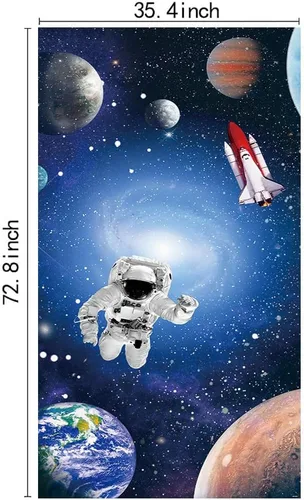 Miniatura 5 de Cartel de 35.4 x 72.8 pulgadas, universo misterioso, planeta, galaxia, patio, puerta, letrero de astronauta, cohete, tierra, planeta, astronomía