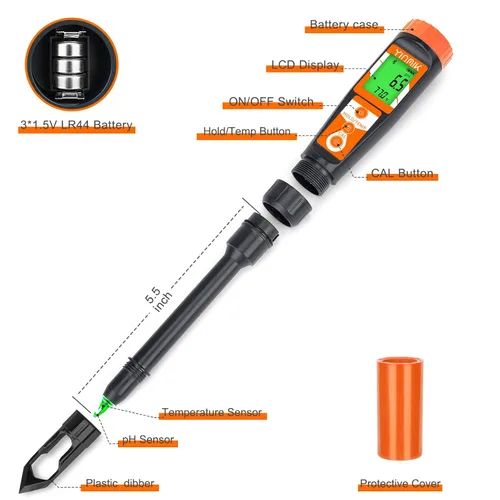 Miniatura 5 de Medidor digital de pH para suelo, probador de pH del suelo para plantas en maceta, lector de pH profesional para suelo y agua, kit electrónico