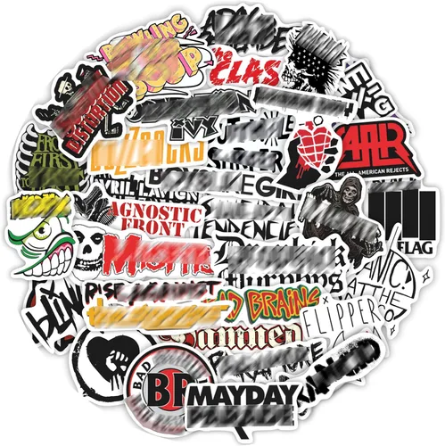 BulbaCraft Pegatinas Punk Rock - Pegatinas de Banda para Adultos, Adhesivos Autoadhesivos e Impermeables, Pegatinas Punk Rock para Laptops para