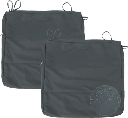 Fundas de cojín repelentes al agua para asiento de patio, solo fundas de cojín para asientos de exteriores (20 x 20 x 2 pulgadas, paquete de 2 Gris