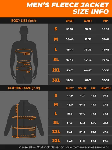 Miniatura 6 de ORORO Chaqueta de forro polar con cremallera completa para hombre con batería
