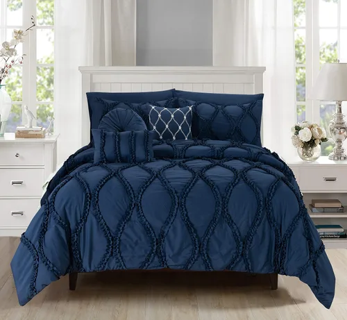 Miniatura 8 de Elegant Comfort Juego de edredón de 10 piezas, diseño infinito, ultra suave, con almohadas decorativas y sábana bajera con bolsillos
