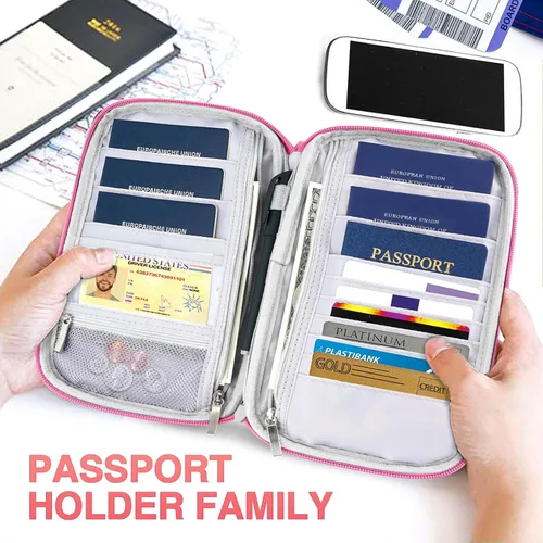 Miniatura 6 de Passport Holder Family, Women Rfid Blocking Passport Wallet, Travel Document Organizer Premium Wallets Passport Holders Bag