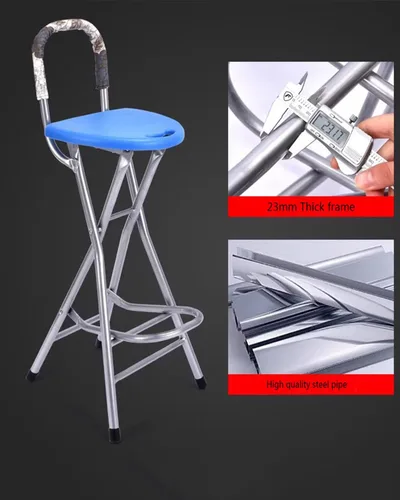 Miniatura 4 de Taburete de bar plegable de 28 pulgadas con respaldo, taburete plegable portátil Counter Height Foldable Stool,Tall Bar Stools for Outdoor Camping