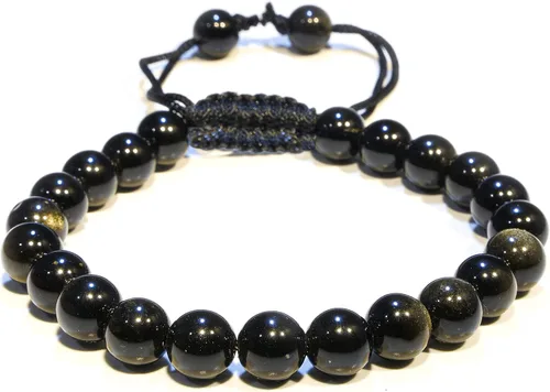 Miniatura 266 de Adjustable Crystal Bracelet – Gemstone Bead Bracelet with Adjustable Macrame String – Chic Gemstone Bracelet for Men and Women – 8mm Round Healing