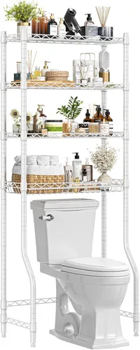 Miniatura 13 de Simple Trending Over The Toilet Storage Rack, Metal 3 Tier Bathroom Organizer Shelf with Paper Holder and 3 Hooks, Freestanding Shelf Space Saver