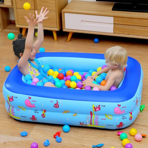 Miniatura 8 de Piscina inflable para niños, 45 x 33 x 14 pulgadas, piscina infantil con suelo suave inflable, bañera inflable Ocean World para interiores