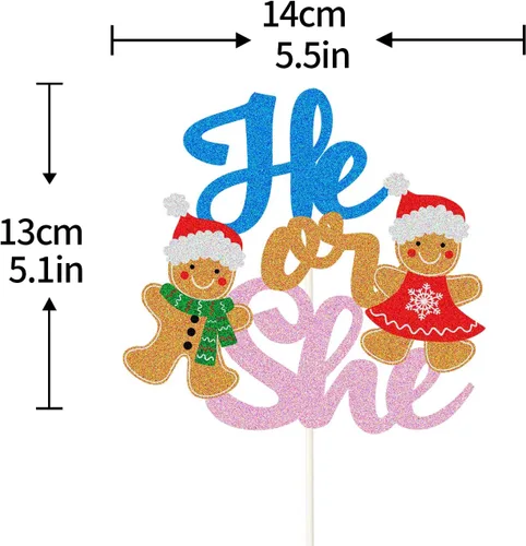 Miniatura 2 de Decoración para pastel de jengibre con purpurina azul y rosa, decoración de pastel de baby shower, decoración de pastel de Papá Noel para bebé